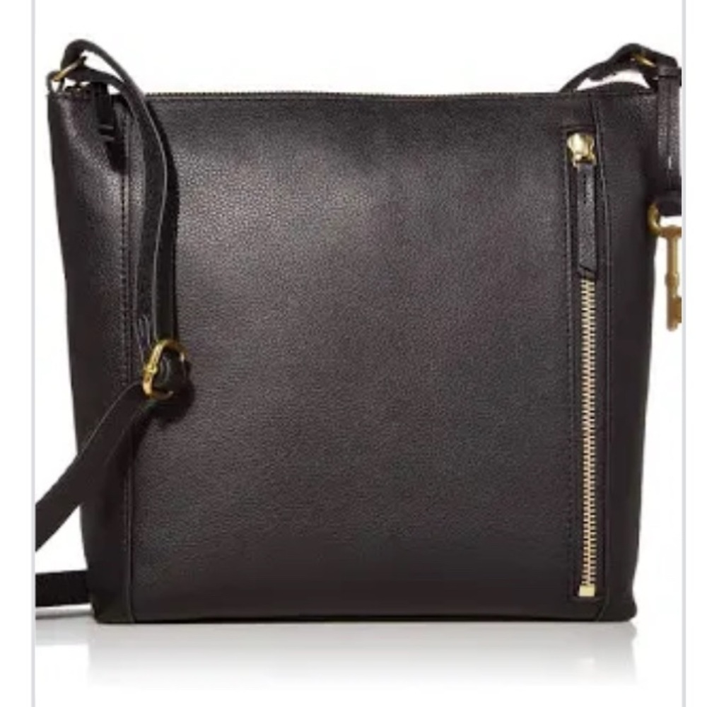 Fossil Black Crossbody Bag with Gold Hardware
